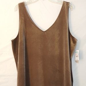 Lord & Taylor Woman V Neck Velvet Tank Top Bronze